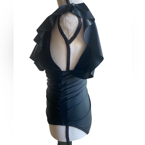 J Crew Ruched ruffle one-piece swimsuit SZ 6 Black - Picture 6 of 10